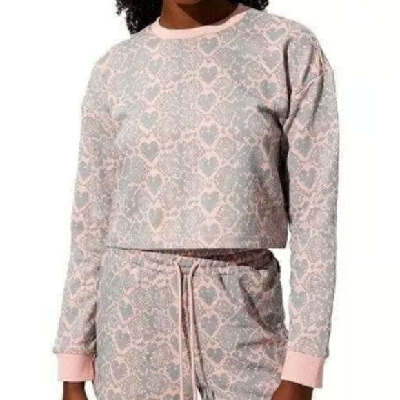 EleVen Venus Williams Mystic Snake Pullover Crop Sweater pink gray hearts S NWT - Picture 1 of 4